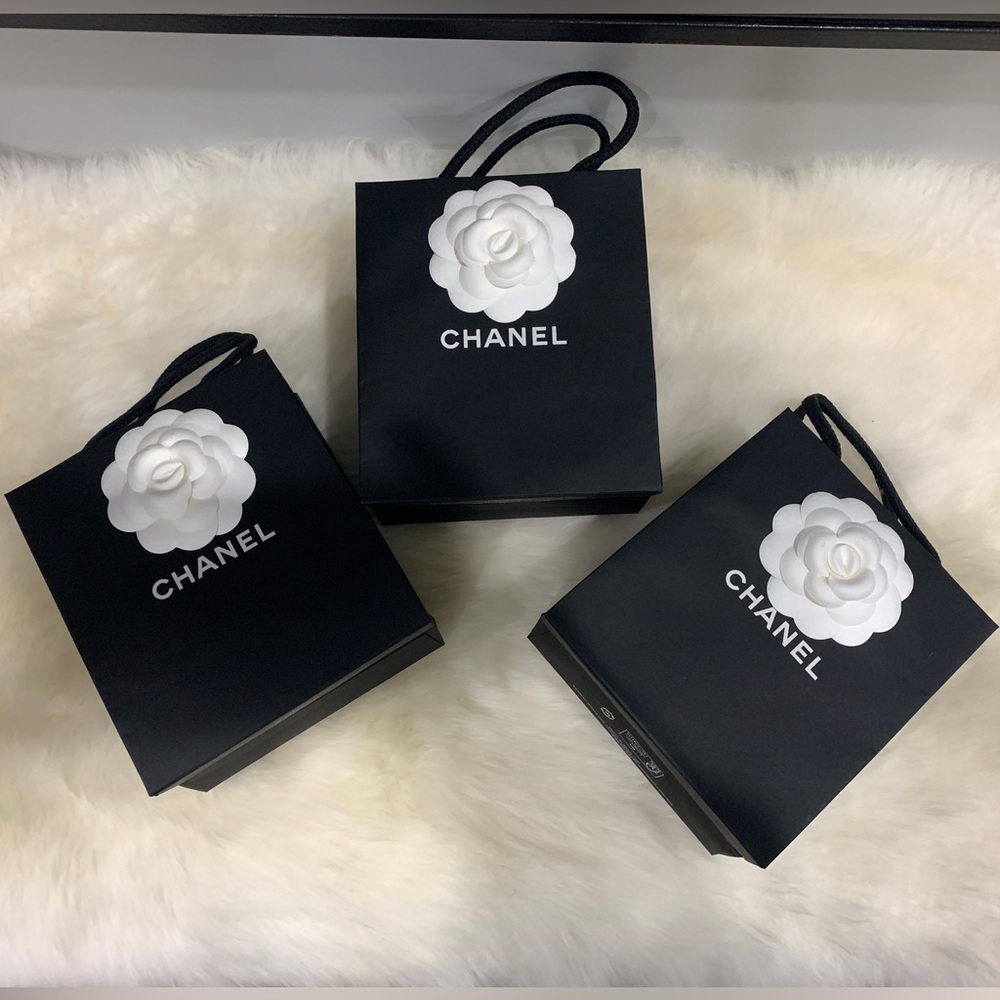 Set of 3 Chanel Shopping Bags Black authentic